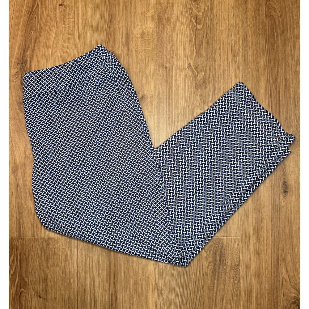 J.McLaughlin Women Blue Geometric Print Pull On Stretch Pants XL Preppy Casual